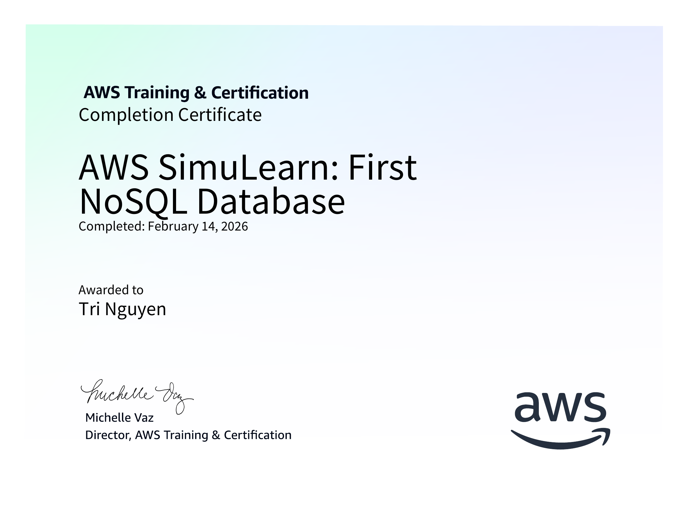 AWS SimuLearn: First NoSQL Database